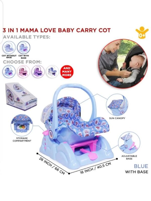 Mama Love 3-in-1 Baby Carry Cot – Convertible with Sun Canopy & Storage - Image 2